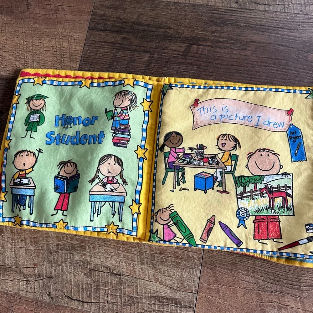 Handmade Soft Fabric Quiet Book – School Theme Cloth Activity Book for Kids